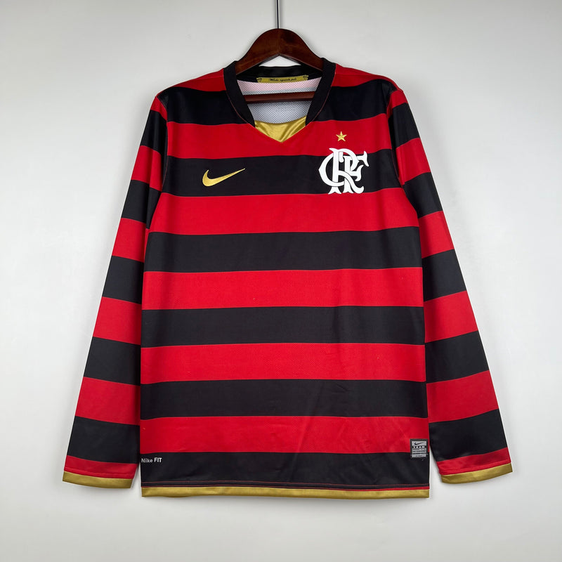 Camisa Flamengo Retrô Manga Longa 2008/2009 - Vermelha e Preta