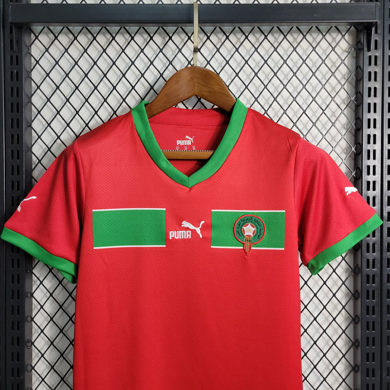 Kit Infantil Seleção Marrocos I 23/24 Puma - Vermelho